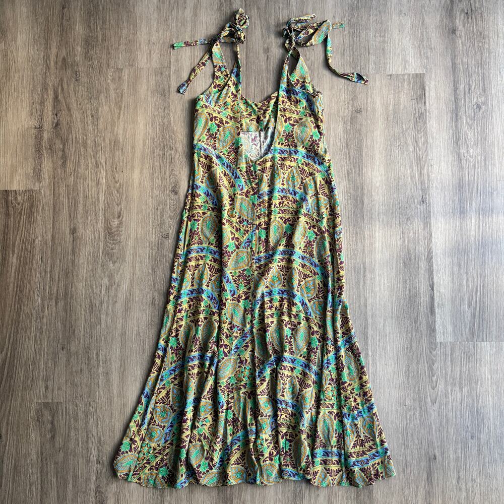 Free People x Boteh Celil Silk Tie Shoulder Paisley Midi Dress 1​ - Picture 5 of 10